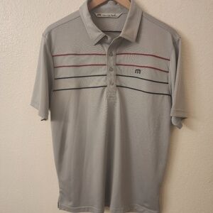 Travis Mathew Gray Striped Golf Polo Shirt Mens Size Medium